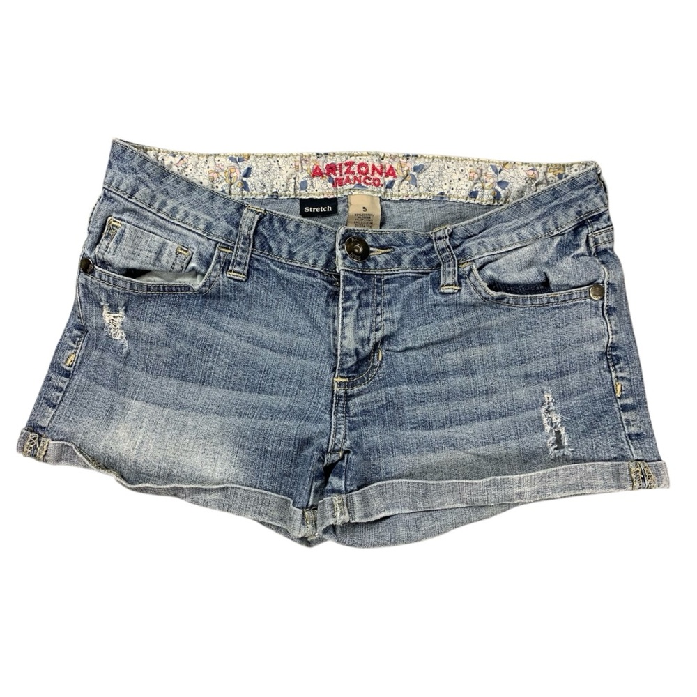 Women's Juniors Blue Denim Shorts Distressed Stretch Arizona Jean Company Size 5